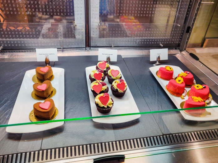 ... and, my personal favorite, a selection of chocolate mousse truffles and cupcakes. I took a dark chocolate raspberry truffle and had to fight myself to not eat it before I decided on dinner.