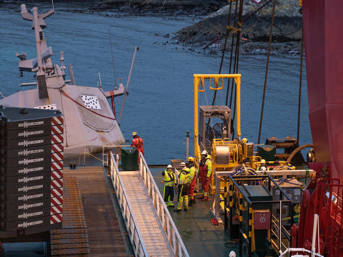 The collision tore a large hole in the starboard side of the frigate