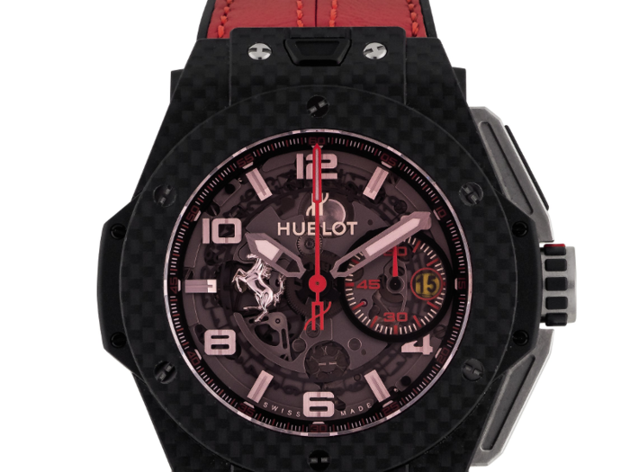 6. Hublot: Big Bang Ferrari limited edition carbon fiber semi-skeletonised flyback chronograph wristwatch with date circa 2015