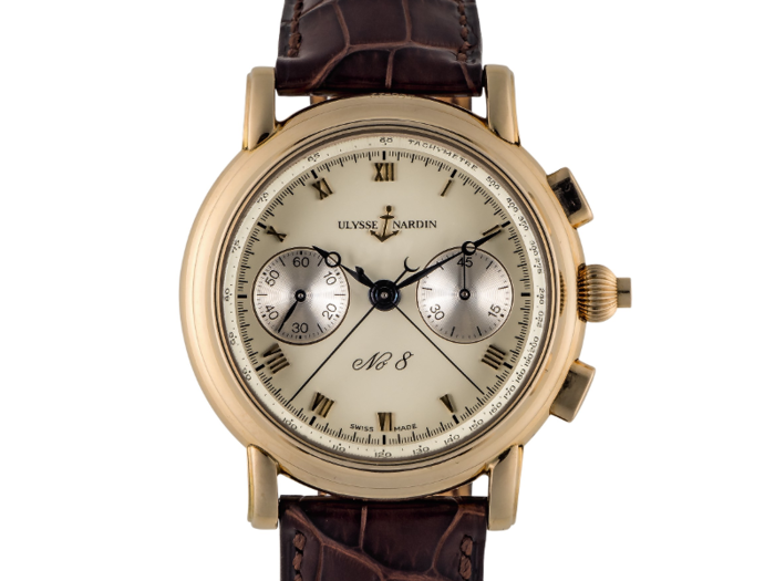 12. Ulysse Nardin: Ref 446-22 — Yellow gold split-seconds chronography wristwatch circa 1996