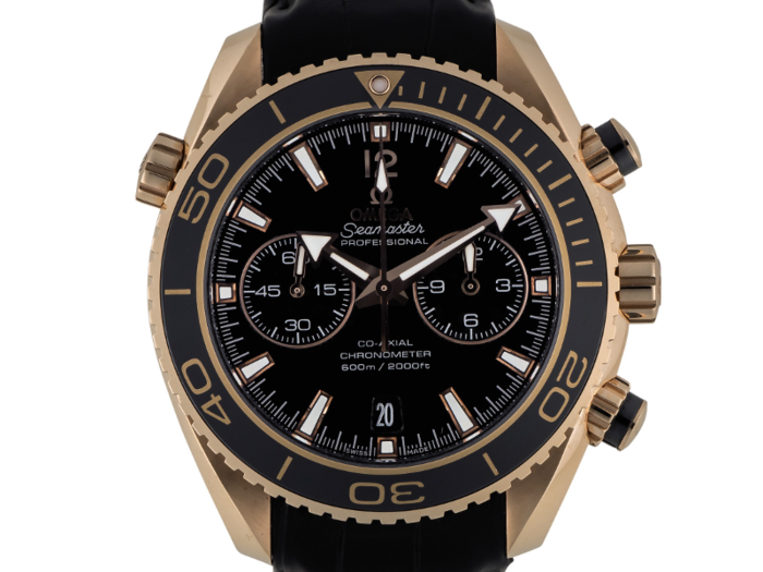 14. Omega: Seamaster Planet Ocean, Ref 23263465101001 — Pink gold chronograph wristwatch with date circa 2013