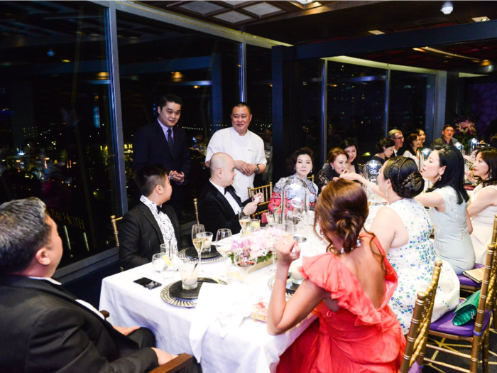 ... and Tong Le Private Dining, which sits in a revolving tower overlooking Marina Bay and serves dinners in private dining rooms that range from $78 to more than $250 per person.
