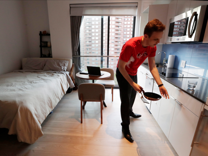 Carmel Place resident, Matthew Alexander, told the AP he likes the minimalist lifestyle that the micro-apartment affords, as well as the amenities like the rooftop terrace.