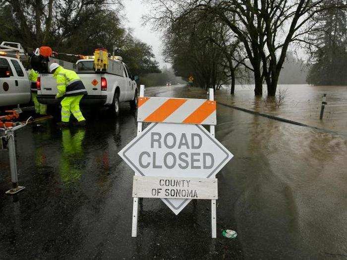 On Tuesday, local authorities ordered evacuations in 25 communities where flooding on the Russian River was expected to be the worst.