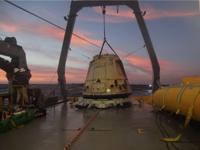 A boat will then recover the spaceship, its cargo, and the dummy passenger, and return them to land for SpaceX and NASA to scrutinize.