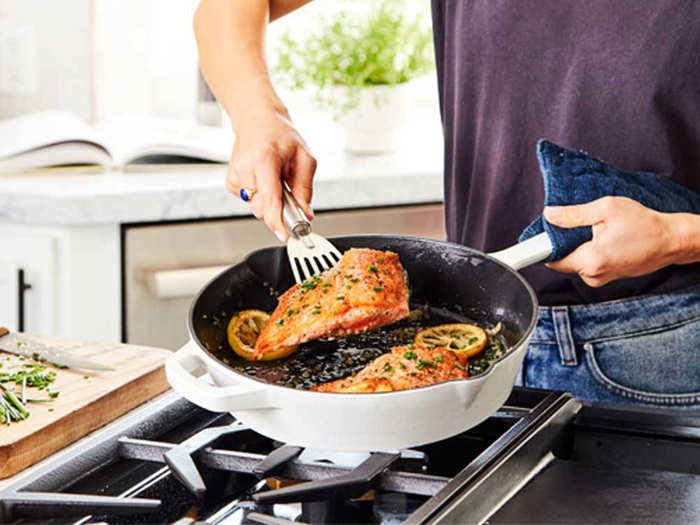 A cast iron skillet that