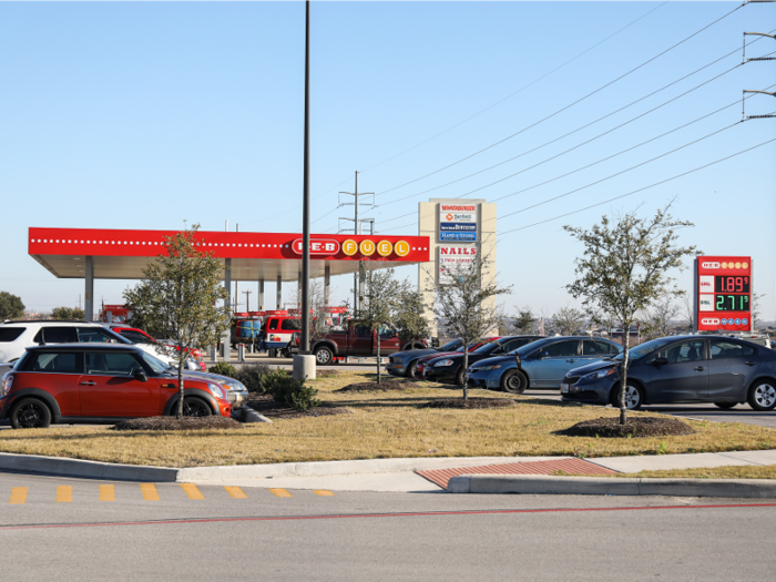 ... and you can even fill up your car, since some H-E-B stores are accompanied by a Fuel Station.