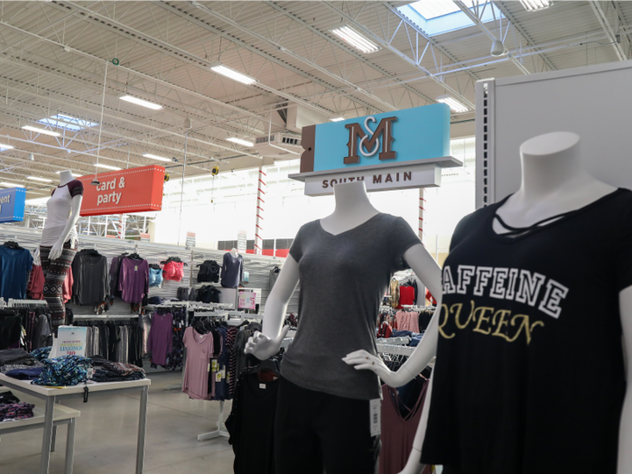 Another clothing section, filled with items geared toward fitness and casual wear, is displayed in clear view.