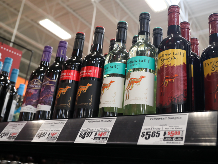 Fellow bargain wine Yellowtail is stocked nearby.