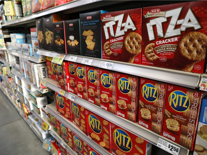 There are Ritz Crackers stocked on the shelves ...