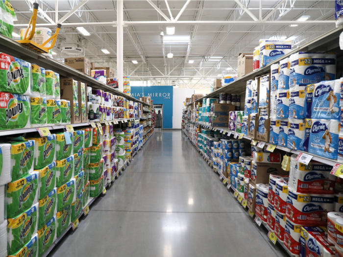 ... and an entire aisle is dedicated to paper towels and toilet paper.