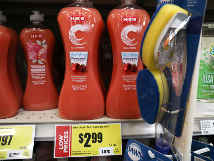 ... compared to a 38-ounce bottle of H-E-B dish soap for the same price.