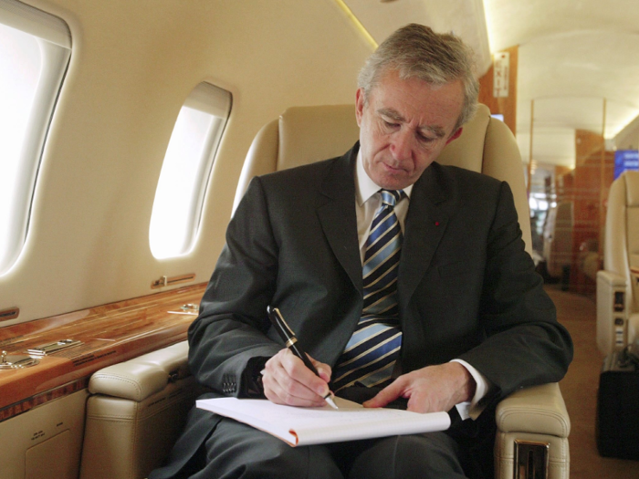 Like many billionaires do, Arnault travels by private jet.