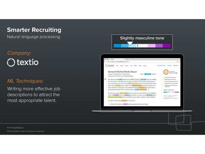 Textio assists in writing job descriptions so businesses are more likely to attract qualified and capable candidates for a specific job.