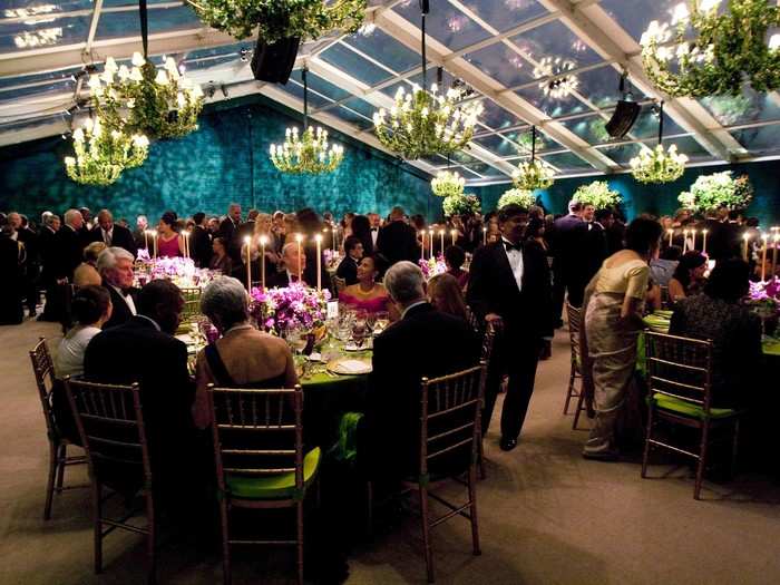The dinner included an opulent setup in a tent on the White House