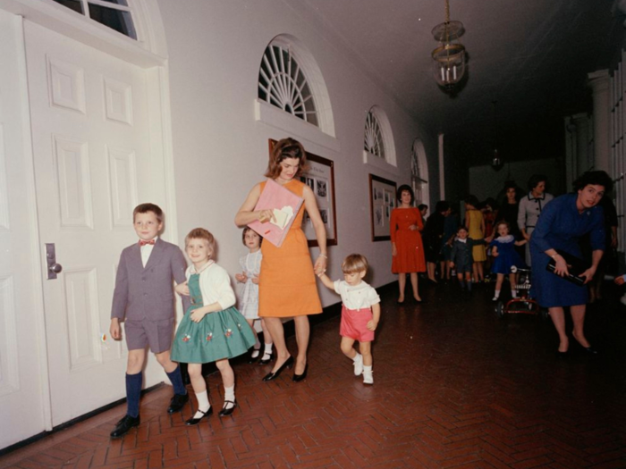 The first lady was on hand at the party to help usher her children