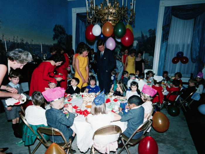 Held in the President’s Dining Room in the White House residence, the president and first lady were among the party