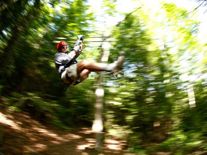 There are also tons of parks. Burning Rock Outdoor Adventure Park has off-road trails, a zipline, camping, and cabins.