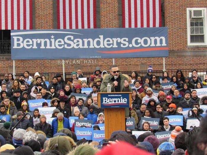 Shaun King, activist and journalist, was also among the speakers and touted Sanders