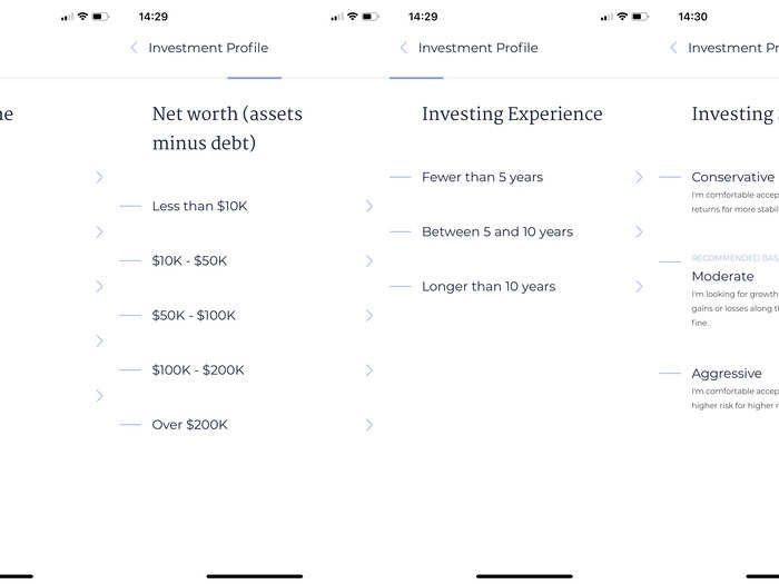 Titan asks about your income, net assets, investing experience, and very importantly your investing style, which can be conservative, moderate, or aggressive.