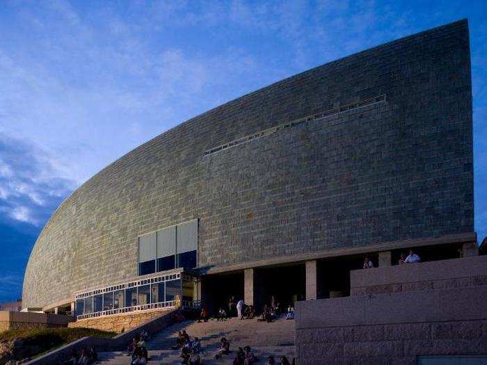 The Domus science museum in Galicia, Spain, has a massive slate wall shaped like a sail.