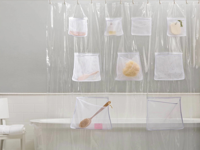 The best shower curtain liner with storage pockets