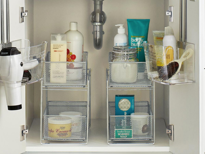 Silver 2-Drawer Mesh Organizer