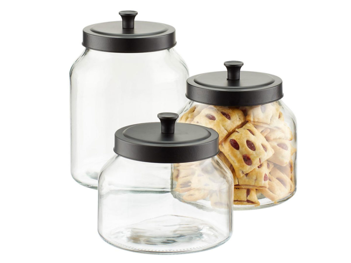 A set of glass canisters