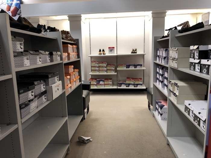 Many shelves in this department were entirely empty.