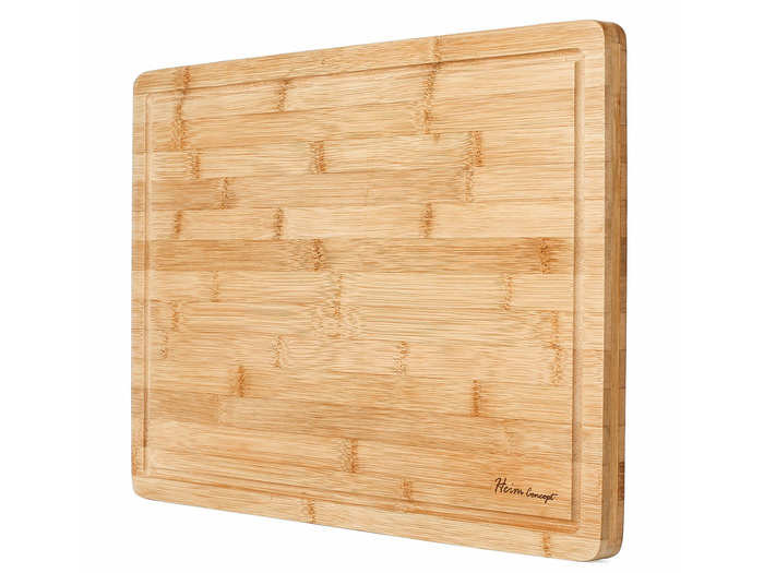 A bamboo cutting board