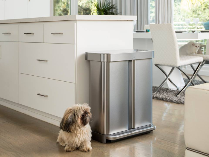 A stylish dual-compartment trashcan