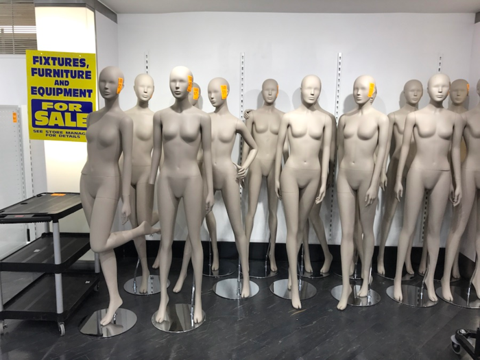 And at the back of the store, mannequins were lined up for sale ...