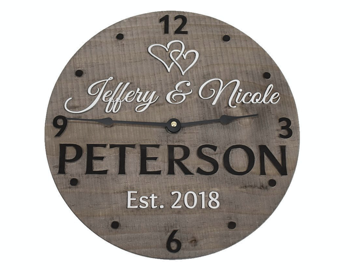 A personalized clock for their entryway