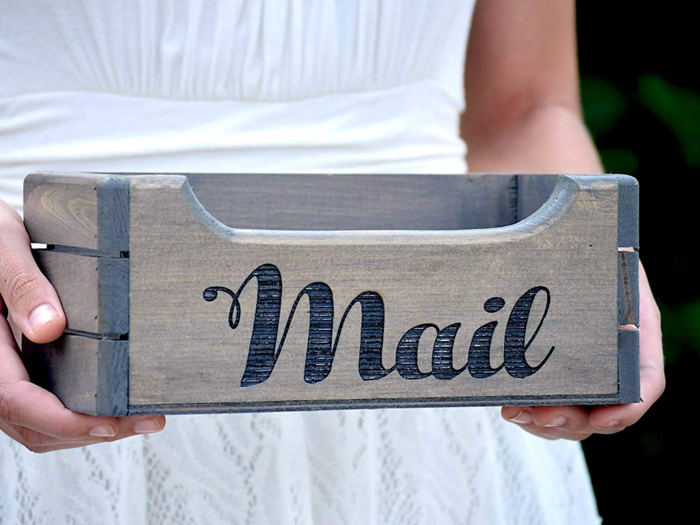 A mail bin to keep your "welcome home" gifts organized