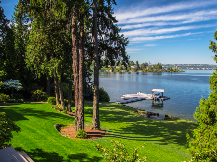 The $45 million home sits on 3.25 acres on the shores of the lake ...