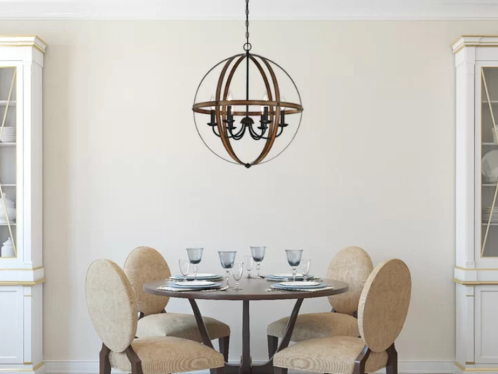 A dining room chandelier