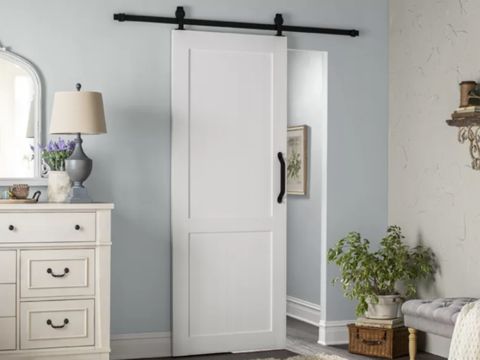 A sliding barn door