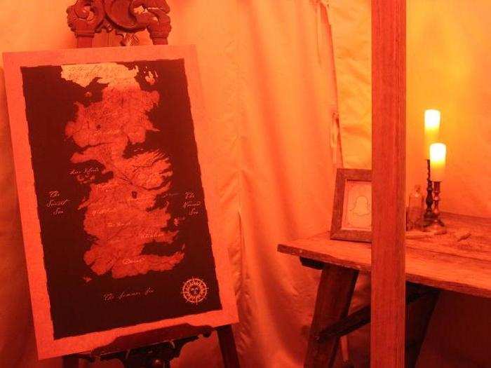 There are little Easter Eggs sprinkled throughout the experience. In a tent in the War Camp, for example, there is a map of Westeros.