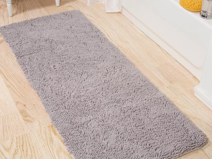 A memory foam shag bath mat