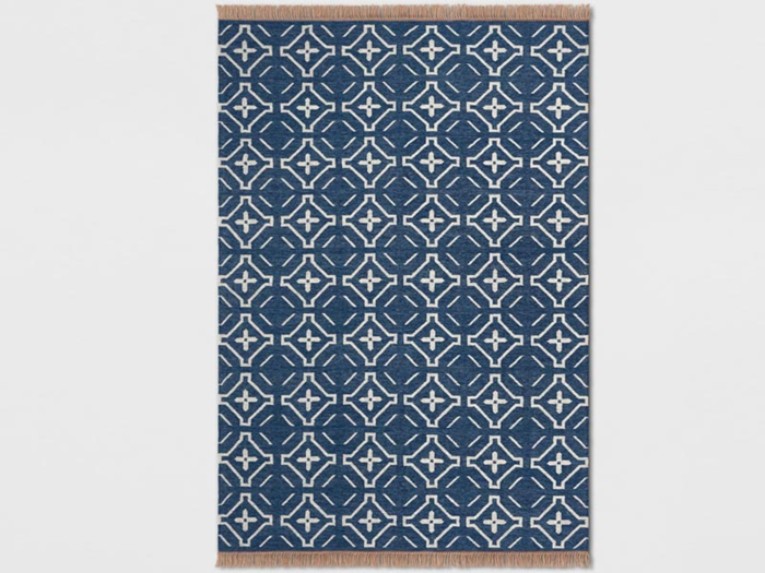 A geometric woven rug