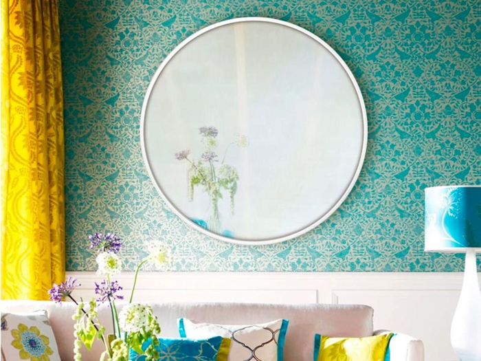 A large round mirror