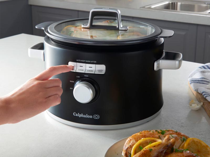 A matte slow cooker