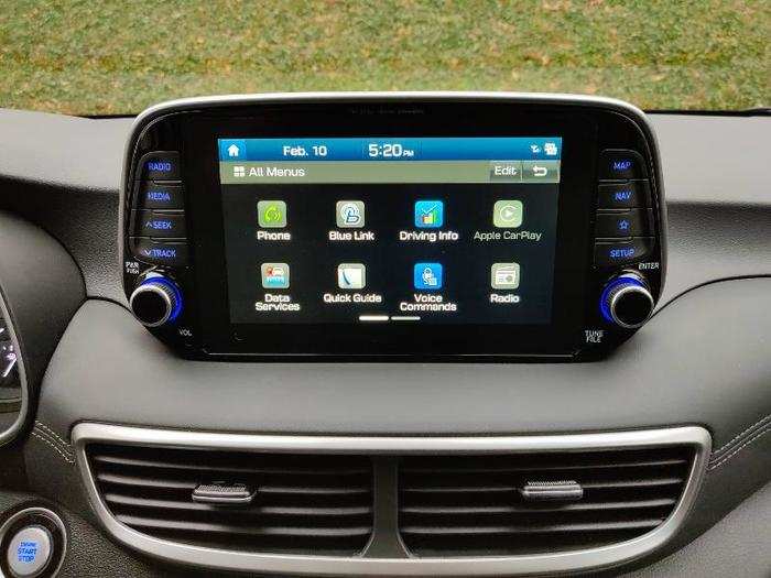 The redesigned center stack is dominated by an eight-inch touchscreen running Hyundai