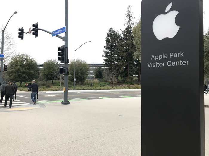 In front of the visitor center, you can see Apple