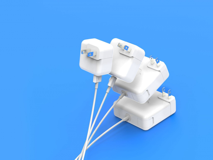 The Blockhead adapter works for every MacBook charger, as well as 10-watt, 12-watt, and 29-watt iPad chargers.