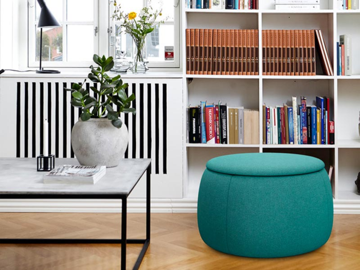 A comfortable ottoman that doubles as storage