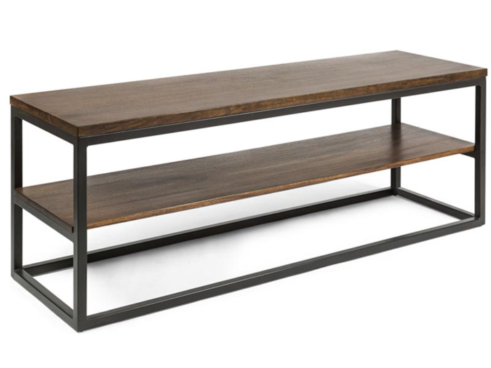 A steel and wood media console