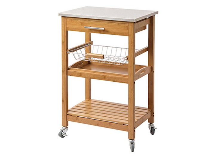 A rolling kitchen cart