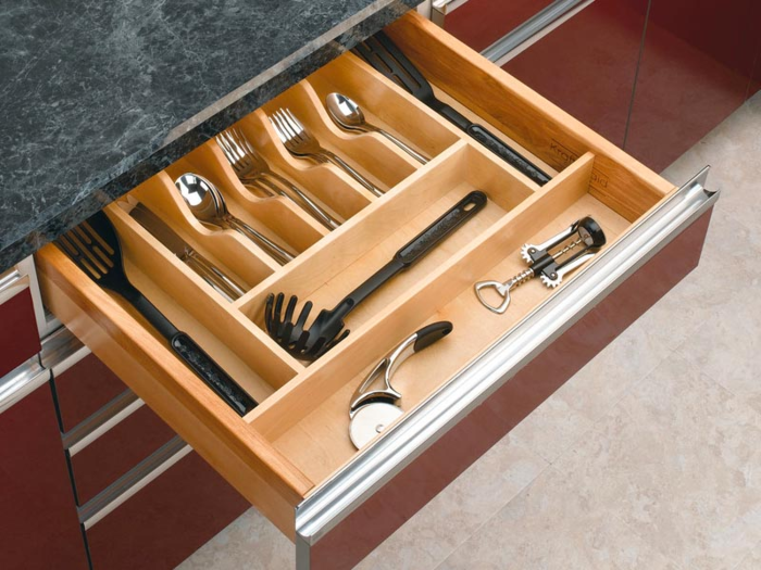 A cutlery organization insert you can trim down to the exact size of your drawer