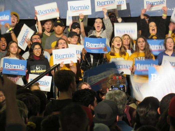 "I say to Donald Trump and the fossil fuel industry: climate change is not a hoax, but is an existential threat to our country and the planet," Sanders added. The crowd exploded.